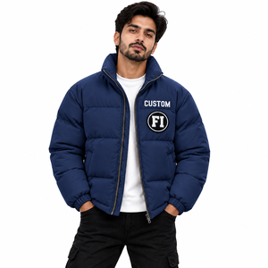 New 2027 Premium Quality Men's Puffer <b>Jackets</b> Wholesale Y2K Streetwear Winter Coat Casual Zipper Front Hooded <b>Patch</b> Design B2B - Product Image 1