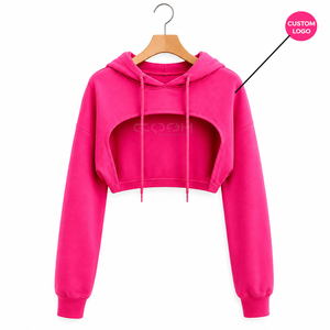 Cosh International Sorority Sisterhood High Quality Women Solid Color Crop <b>Tops</b> Hoodies Plain Long Sleeve Women's <b>Cropped</b> Hoodie - Product Image 5