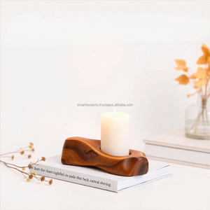 Tarro y soporte para velas de madera versátil de calidad superior con detalles artísticos, decoración del hogar inspirada en la naturaleza única - Product Image 5