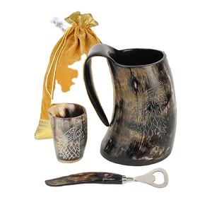 Craftshub Taza de Cuerno de Buey Hecha a Mano Ecológica de 12 Pulgadas Estilo Medieval Auténtico Acabado de Brillo Natural Vasos Fríos/Calientes Promocionales - Product Image 3