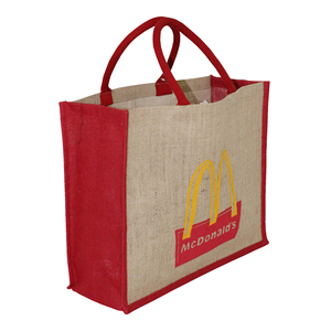Sacs promotionnels personnalisés en jute laminé PP avec poignée en corde rembourrée, idéaux pour les cadeaux et les promotions, avec impression de logo OEM - Product Image 2