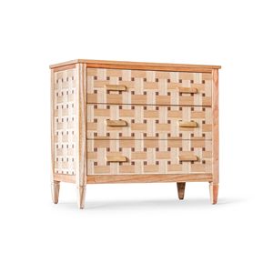 Modern Parquet Wood <b>Chest</b> Of Drawers Natural Solid Wood 3 Drawer <b>Storage</b> Cabinet Unique Inlay Design Bedroom Accent Furniture - Product Image 2