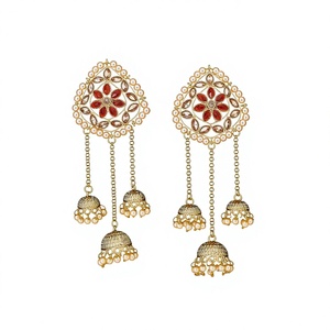 Fashion Pearl Jhumki with mehndi plating 8700 Orange - Product Image 1