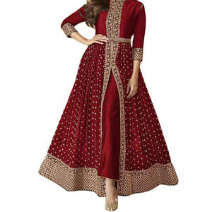 Suministro Directo India: Vestido Largo Casual para Mujer, Estilo Indo-Occidental, de Georgette Pesado con Lentejuelas, Diseño Exclusivo - Product Image 1