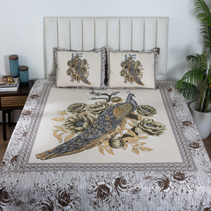 Couvre-lit en coton imprimé à la main de qualité supérieure de Jaipur avec deux taies d'oreiller et drap plat – Prix de gros - Product Image 2