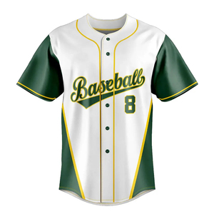 Ensemble de maillots de baseball personnalisés vert et blanc, uniforme d'équipe avec nom et numéro, manches courtes, tenue d'entraînement au frappeur - Product Image 3