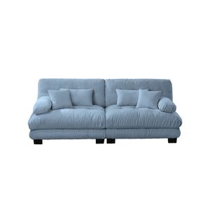 Divano Cloud a 2 Posti in Ciniglia Blu per Soggiorno con 2 Cuscini Lombari e 2 Cuscini Decorativi - Product Image 4