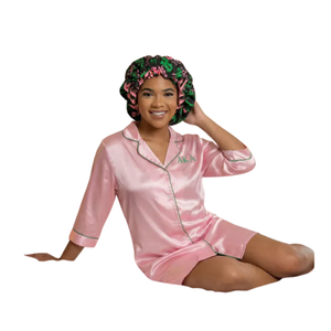 Gorro de Dormir de Satén Rosa, Verde y Negro 1908, Gorro de Doble Capa Ajustable para Mujer, Protección del Cabello Durante la Noche - Product Image 2