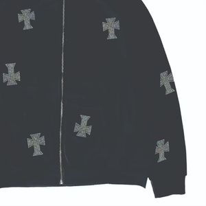 INDEX Unisex <b>Black</b> Tracksuit <b>Hoodie</b> Pants Set With Cross Print Streetwear Full Sleeve <b>Zipper</b> Fly Regular Fit Adults Autumn Wear - Product Image 5