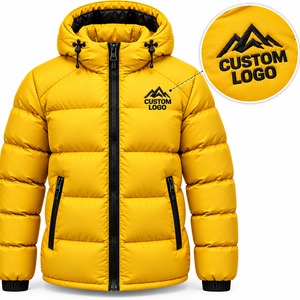 Men's Casual Solid Front Hooded <b>Puffer</b> Jacket Insulated Winter Down <b>Coat</b> Breathable Quick Dry Finished Outerwear Custom Logo - Product Image 1
