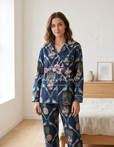 Conjunto de Pijama Elegante de Verano para Mujer, Hecho a Mano con Algodón 100%, Dos Piezas, Transpirable y de Secado Rápido - Product Image 6
