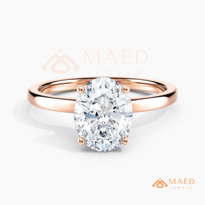 Bague de fiançailles ovale en or rose avec moissanite, solitaire en diamant, bijoux de mariée pour femmes - Product Image 5