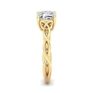 Bague en argent sterling S925 avec diamant moissanite en forme de coussin, motif celtique entrelacé, cadeau d'anniversaire pour femme - Product Image 2