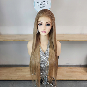 Peluca de Cabello Vietnamita Virgen sin Pegamento, con Reflejos Marrón Rubio, Transparente para Encaje Frontal HD, Venta Caliente Directo de Fábrica - Product Image 1