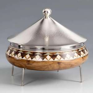 Olla para calentar comida tipo tagine de acero inoxidable ecológica de primera calidad con base de madera, juego de servicio para catering con aislamiento para mantener la comida caliente - Product Image 4