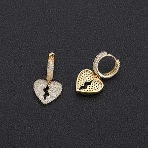 Womens 925 Silver Moissanite Broken Heart Hoop <b>Earrings</b> Iced Pave <b>Dangle</b> Statement Bold Jewellery Gift Romantic Sparkle Chic - Product Image 4