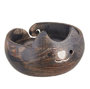 Bol à fil en bois fait main à prix d'usine, avec trous en spirale sculptés, en bois massif, pour le rangement du fil à tricoter, fournitures d'artisanat - Product Image 3