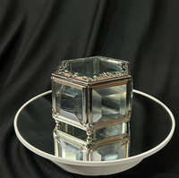 Boîtes de rangement pour bijoux en laiton verre cristal nordique décoratif moderne de luxe pour la maison finition nickel jantes design mini verre biseauté