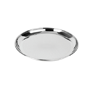 Assiettes Rondes en Acier Inoxydable, Lot de 4, Métal Argenté Poli, Modernes, Compatibles Lave-Vaisselle, pour Service et Présentation - Product Image 5