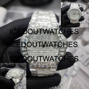 Reloj de Cuarzo para Hombre con Diseño Único Hip Hop, Carátula de Cristal y Acero Inoxidable, con Acabado Brillante y Pedrería, Alta Calidad - Product Image 4