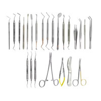 Kit d'instruments manuels de chirurgie parodontale en acier de qualité supérieure, vente en gros, ensemble complet de 24 pièces, incluant curettes dentaires et ciseaux