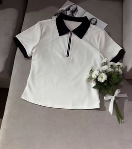 Women White Two-Piece Sporty Set Short Sleeve Turn-down Collar Top High Waist Shorts Solid Color Breathable Side Stripe - Product Image 5
