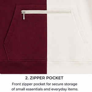 Sweat à capuche oversize pour homme avec poignets côtelés, poche kangourou zippée, coupe classique, pour l'automne et l'hiver - Product Image 4