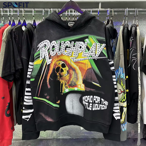 Nouveau Pull à Capuche Unisexe Printemps 2026 de la Marque Américaine RoughPlay en Coton 100% Écologique Lavé, Motif Dessin Animé - Product Image 2