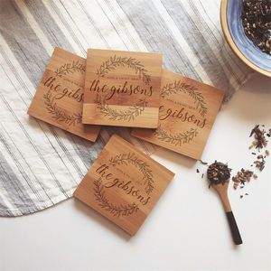 Sous-verres en bois avec motif carreaux méditerranéens, forme rectangulaire portable, impression numérique, artisanat écologique - Product Image 4
