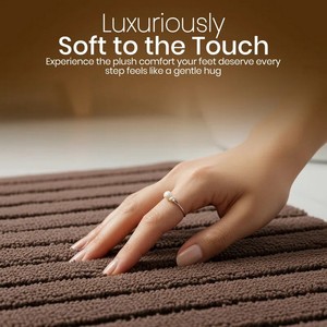 Tapis de salle de bain 100% coton jacquard tissé à la main, antidérapant, antimicrobien, de luxe, à poils coupés, adapté aux animaux domestiques, réversible, pour la maison et l'hôtel - Product Image 3