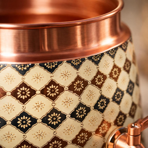 Distributeur d'eau artisanal en cuivre avec couvercle, Matka décorative en cuivre imprimé avec robinet finition laiton, Eau traditionnelle - Product Image 6