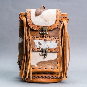 Hair On Cowhide Leather <b>Backpack</b> Bag Southern Multi Pockets Travel <b>Backpack</b> Cowhide Fur <b>Backpack</b> Bag - Product Image 3