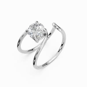 Anillo de banda abierta curvada con corte redondo de moissanita de 1.00 quilates, diseño único en plata 925 original con baño de oro rosa, ideal para regalo de promesa nupcial. - Product Image 5