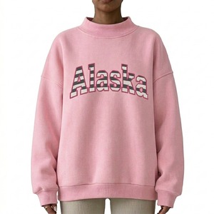 Sweat-shirt tendance à col montant côtelé, coupe décontractée, manches longues, pull-over avec détail imprimé graphique élégant - Product Image 3