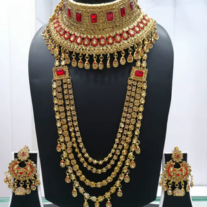 Indian Trendy Classic Choker Engagement Anniversary Wedding Party <b>Gift</b> Set Traditional Crystal Kundan Faux Pearl Alloy Gold - Product Image 1