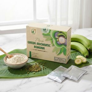 Poudre de banane de marque NMPT, origine Vietnam, 90% de banane verte aromatique, 10% de haricots mungo, amidon résistant séché à froid, pour la santé et la culture - Product Image 1