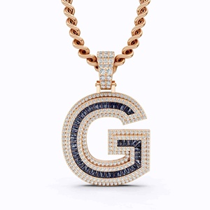 Collier avec pendentif lettre personnalisé, couleur or rose, aspect diamant, bijoux initiaux, cadeau de fête unisexe - Product Image 1
