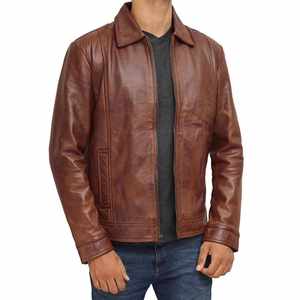 Chaqueta de cuero de color sólido de alta calidad para hombre, chaqueta de cuero informal de alta demanda para hombre - Product Image 6