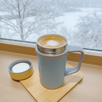 IKUK 16Oz/500ml Tasse isotherme à double paroi en acier inoxydable, isolation froid 8-10h, revêtement en porcelaine, poignée intégrée