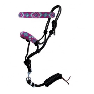 Best Selling Black Nylon Beaded Rope <b>Halter</b> With Removable Matching Lead Wholesale Manufacturer - Product Image 1