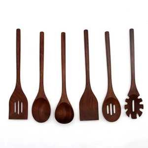 Contemporary 7-Piece Bamboo Cooking Utensil Collection Professional Wooden Slotted Spatula and Pasta Server <b>Set</b> - Product Image 2