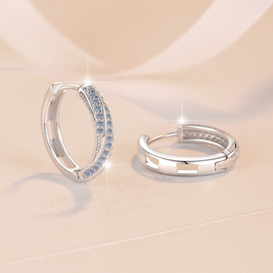 Pendientes de Aro de Plata con Moissanita, Elegantes Pendientes de Aro con Pavé, Joyería Fina de Lujo, Regalo para Mujer, Boda, Fiesta - Product Image 3