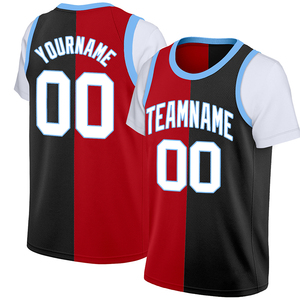 Conjunto de Camiseta de Baloncesto Personalizada Roja, Negra y Blanca, Sublimada, Sin Mangas, Unisex, para Adultos, Todas las Temporadas, Transpirable, de Malla, Absorbe la Humedad - Product Image 1
