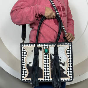 Sac à main de créateur tendance 2025, sac à bandoulière, sac à main de luxe en cuir à carreaux, sacs fourre-tout pour femmes avec pierre turquoise - Product Image 4