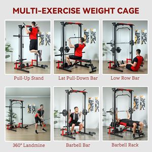 Smith Home Gym Power Rack con Barra per Trazioni, Sistema Lat Pull-Down, Squat Rack e Barra per Bilanciere per Uso Domestico - Product Image 3