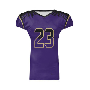 Camiseta de Fútbol Americano Personalizada con Estampado, Cuello en V Morado, Manga Corta, Transpirable, Número 23, Pantalones Negros - Product Image 2