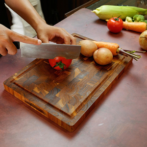 Planche à découper rectangulaire en bois, durable, surface de préparation alimentaire pour cuisine, support de rangement à un seul niveau, non toxique, écologique, compatible lave-vaisselle - Product Image 3