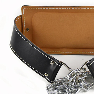 เข็มขัดยกน้ำหนักแบบจุ่มสำหรับออกกำลังกายในยิมทำจากหนังวัวพร้อมโซ่โลหะไม่ลื่นปกป้องแบบมืออาชีพ - Product Image 5