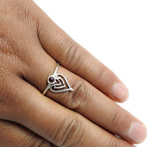 Natural Garnet Gemstone Crown <b>Ring</b> <b>Crafted</b> From 925 Sterling Silver Handmade Bohemian Jewelry Perfect For Party And Events - Product Image 2