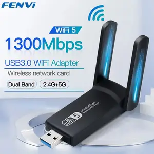 FENVI 1300Mbps USB 3.0 Adaptador WiFi Banda Dupla 2.4Ghz/5Ghz Wi-Fi sem fio Dongle Antena USB Ethernet Rede Cartão Receptor para PC